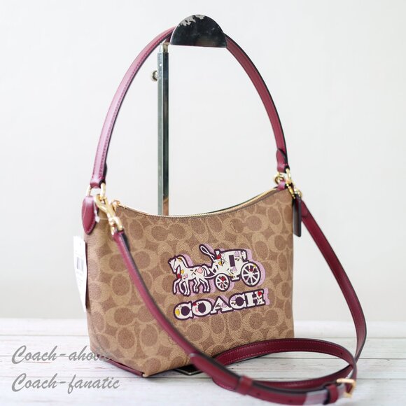 Coach CX588 Zip Top Shoulder Bag In Signature Canvas w/ Horse & Carriage SEALED - Picture 4 of 12
